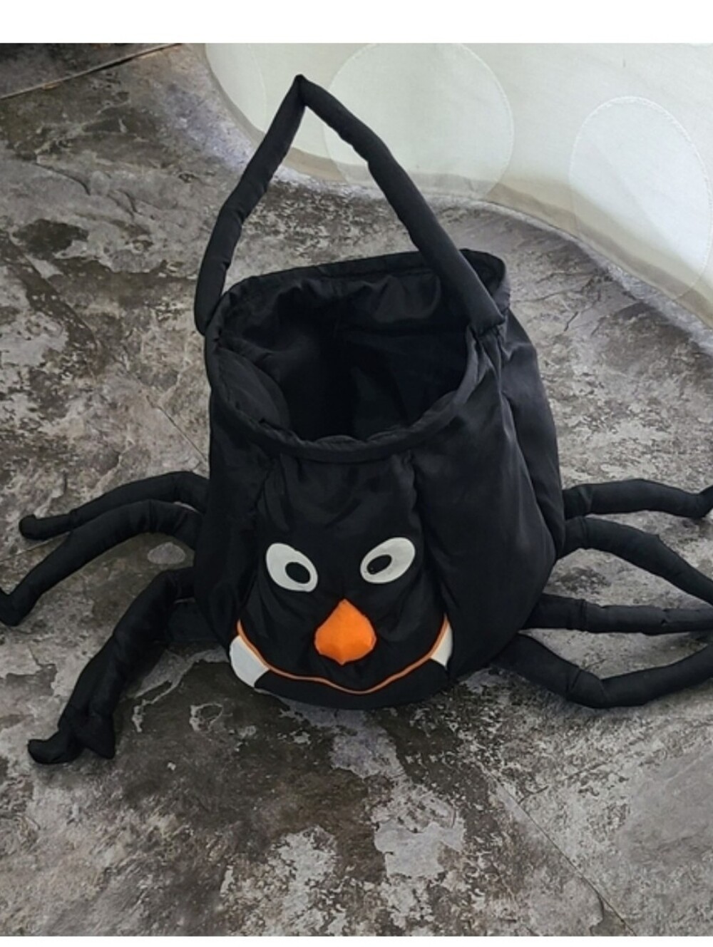 Goffa Int'l Blk Spider Halloween Trick or Treat Suffed Plush Candy Tote Gothic